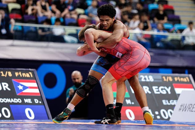 U17, U 17 Wrestling World Championships 71kg GR - Ervin Czuczor (HUN) df. David Maldonado Melendez (PUR) *** U17 Wrestling World Championships, 71 kg Greco-Roman: Ervin Czuczor (HUN) defeated David Maldonado Melendez (PUR) Copyright: xKostadinxAndonovx UWW-U17-WC-BAKU-2026