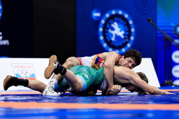 U17, U 17 Wrestling World Championships 71kg GR - Janes Nazaryan (ARM) df. Ervin Czuczor (HUN) *** U17 Wrestling World Championships, 71 kg Greco-Roman: Janes Nazaryan (ARM) defeated Ervin Czuczor (HUN) Copyright: xKostadinxAndonovx UWW-U17-WC-BAKU-2026