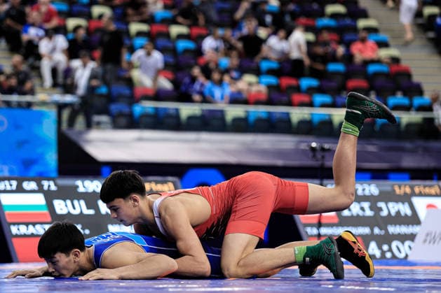 U17, U 17 Wrestling World Championships 71kg GR - Kristiyan Georgiev Krastev (BUL) df. Baiel Bakytbekovich Nuraliev (KGZ) *** U17 Wrestling World Championships, 71 kg, Greco-Roman: Kristiyan Georgiev Krastev (BUL) def. Baiel Bakytbekovich Nuraliev (KGZ) Copyright: xKostadinxAndonovx UWW-U17-WC-BAKU-2026