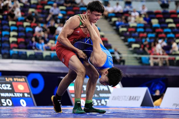 U17, U 17 Wrestling World Championships 71kg GR - Kristiyan Georgiev Krastev (BUL) df. Baiel Bakytbekovich Nuraliev (KGZ) *** U17 Wrestling World Championships, 71 kg, Greco-Roman: Kristiyan Georgiev Krastev (BUL) def. Baiel Bakytbekovich Nuraliev (KGZ) Copyright: xKostadinxAndonovx UWW-U17-WC-BAKU-2026