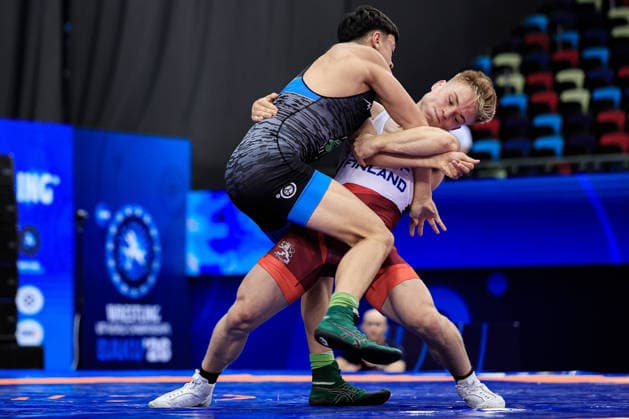 U17, U 17 Wrestling World Championships 71kg GR - Kristiyan Georgiev Krastev (BUL) df. Eeli Anton Ojala (FIN) *** U17 Wrestling World Championships, 71 kg, Greco-Roman: Kristiyan Georgiev Krastev (BUL) defeated Eeli Anton Ojala (FIN) Copyright: xKostadinxAndonovx UWW-U17-WC-BAKU-2026
