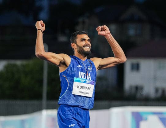 July 27, 2026, Glasgow, Scotland, United Kingdom: Glasgow, Scotland, United Kingdom. Sarvesh Kushare (India) celebrates after winning silver in the menÃ¢â‚¬â ¢s high jump during the Commonwealth Games 2026 at Scotstoun Stadium. Glasgow United Kingdom - ZUMAk197 20260727_zsp_k197_003 Copyright: xRanjithxKumarx