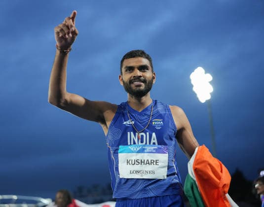 July 27, 2026, Glasgow, Scotland, United Kingdom: Glasgow, Scotland, United Kingdom. Sarvesh Kushare (India) celebrates after winning silver in the menÃ¢â‚¬â ¢s high jump during the Commonwealth Games 2026 at Scotstoun Stadium. Glasgow United Kingdom - ZUMAk197 20260727_zsp_k197_009 Copyright: xRanjithxKumarx