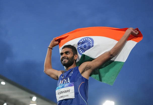 July 27, 2026, Glasgow, Scotland, United Kingdom: Glasgow, Scotland, United Kingdom. Sarvesh Kushare (India) celebrates after winning silver in the menÃ¢â‚¬â ¢s high jump during the Commonwealth Games 2026 at Scotstoun Stadium. Commonwealth Games Glasgow 2026  - ZUMAk197 20260727_zsp_k197_010 Copyright: xRanjithxKumarx