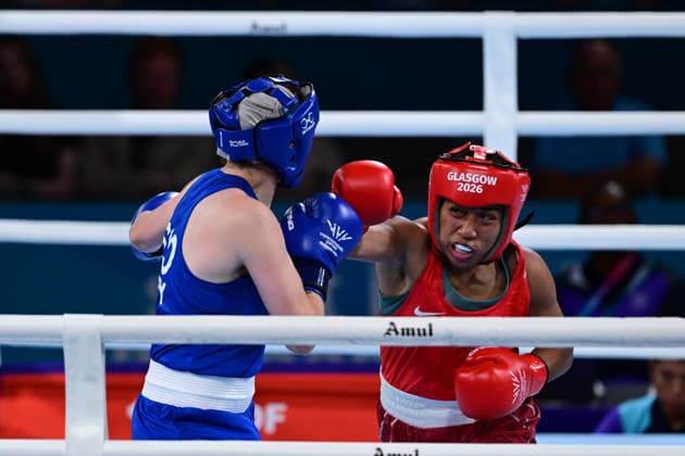 COM26 BOXING, Flora Loga of Papua New Guinea in the Womens 65kg Quarter Final match against Caitlin Rainey of Scotland during the Glasgow 2026 Commonwealth Games at SEC Centre in Glasgow, United Kingdom, Tuesday, July 28, 2026. ( NO ARCHIVING, EDITORIAL USE ONLY, AUSTRALIA ONLY Glasgow Scotland United Kingdom  Copyright: xDEANxLEWEINSx 20260728148659090990