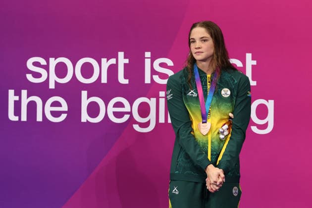 July 27, 2026, Glasgow, Scotland, Great Britain: ERIN GALLAGHER of South Africa poses with her bronze medal in the Swimming Women s 100m Butterfly Medal Ceremony of the Commonwealth Games Glasgow 2026 at the Tollcross International Swimming Centre in Glasgow, Scotland. Commowealth Games 2026: Swimming  - ZUMAc179 20260727_zep_c179_469 Copyright: xMickaelxChavetx