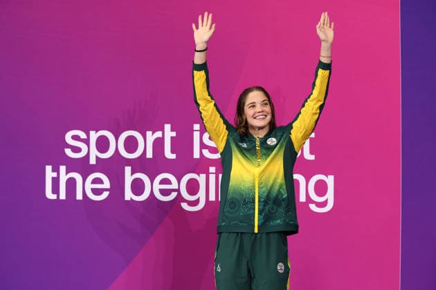 July 27, 2026, Glasgow, Scotland, Great Britain: ERIN GALLAGHER of South Africa poses with her bronze medal in the Swimming Women s 100m Butterfly Medal Ceremony of the Commonwealth Games Glasgow 2026 at the Tollcross International Swimming Centre in Glasgow, Scotland. Commowealth Games 2026: Swimming  - ZUMAc179 20260727_zep_c179_470 Copyright: xMickaelxChavetx