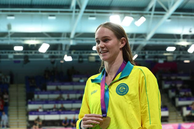 July 27, 2026, Glasgow, Scotland, Great Britain: ALEX PERKINS of Australia poses with her gold medal in the Swimming Women s 100m Butterfly Medal Ceremony of the Commonwealth Games Glasgow 2026 at the Tollcross International Swimming Centre in Glasgow, Scotland. Commowealth Games 2026: Swimming  - ZUMAc179 20260727_zep_c179_476 Copyright: xMickaelxChavetx