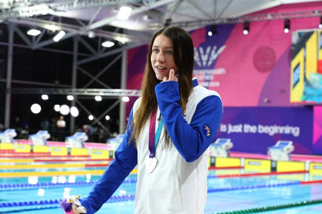 July 27, 2026, Glasgow, Scotland, Great Britain: KEANNA MACINNES of Scotland with her silver medal in the Swimming Women s 100m Butterfly Medal Ceremony of the Commonwealth Games Glasgow 2026 at the Tollcross International Swimming Centre in Glasgow, Scotland. Commowealth Games 2026: Swimming  - ZUMAc179 20260727_zep_c179_486 Copyright: xMickaelxChavetx