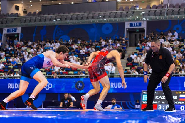 U17, U 17 Wrestling World Championships 71kg GR - Aslan Dzuev (RUS) df. Alinur Toleugali (KAZ) *** U17 Wrestling World Championships, 71 kg Greco-Roman: Aslan Dzuev (RUS) defeated Alinur Toleugali (KAZ) by fall