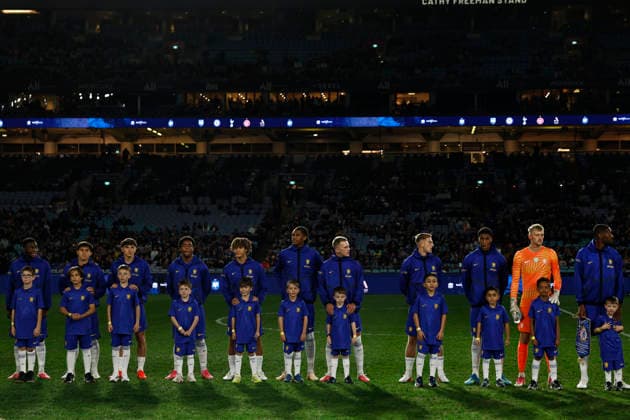 SOCCER CHELSEA WANDERERS, Chelsea line up before the Sydney Super Cup match between Chelsea FC and the Western Sydney Wanderers FC at Accor Stadium in Sydney, Tuesday, July 28, 2026. ( NO ARCHIVING, EDITORIAL USE ONLY SYDNEY NEW SOUTH WALES AUSTRALIA  Copyright: xMARKxEVANSx 20260728117746773939