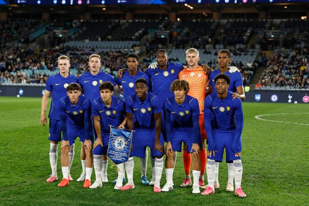 SOCCER CHELSEA WANDERERS, Chelsea players pose for a team photo before the Sydney Super Cup match between Chelsea FC and the Western Sydney Wanderers FC at Accor Stadium in Sydney, Tuesday, July 28, 2026. ( NO ARCHIVING, EDITORIAL USE ONLY SYDNEY NEW SOUTH WALES AUSTRALIA  Copyright: xMARKxEVANSx 20260728191650317407