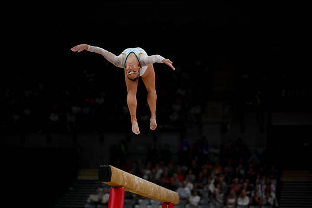 COM26 ARTISTIC GYMNASTICS, Breanna Scott of Australia competes in the Artistic Gymnastics Women™s Balance Bean Final during the Glasgow 2026 Commonwealth Games at the Glasgow International Arena in Glasgow, Scotland, Tuesday, July 28, 2026. ( NO ARCHIVING, EDITORIAL USE ONLY Glasgow Scotland United Kingdom  Copyright: xLUKASxCOCHx 20260728176350604123