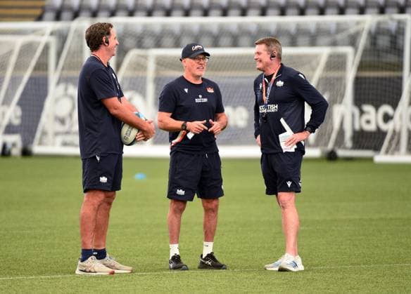 (L to R) Tim Sampson - Edinburgh Rugby attack coach, Brad Davis - Edinburgh Rugby Defence Coach and Sean Everitt - Edinburgh Rugby head coach. Edinburgh Rugby training, Oriam Sports complex, Edinburgh, Scotland, UK - 28 Jul 2026Edinburgh Oriam Sports complex Scotland United Kingdom  Copyright: xGibson Fotosport Shutterstockx 17020775t