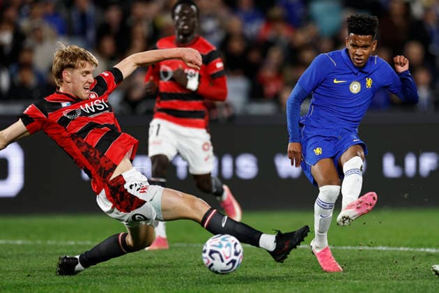 SOCCER CHELSEA WANDERERS, Estevao Willian of Chelsea shoots during the Sydney Super Cup match between Chelsea FC and the Western Sydney Wanderers FC at Accor Stadium in Sydney, Tuesday, July 28, 2026. ( NO ARCHIVING, EDITORIAL USE ONLY SYDNEY NEW SOUTH WALES AUSTRALIA  Copyright: xMARKxEVANSx 20260728168205379990