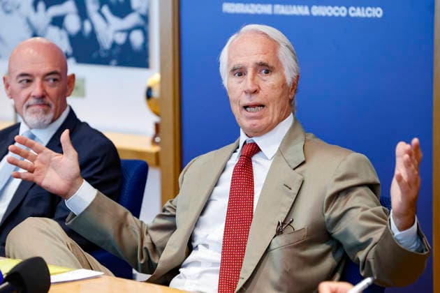 July 28, 2026, Roma, ITALIA: FIGC President Giovanni Malago during a press conference, PK, Pressekonferenz following the FIGC Federal Council meeting in Rome, Italy, 28 July 2026.ANSA FABIO FRUSTACI. ++ Malago Addio Mancini Nel 2023? Importante Si Sia Scusato, Vedrete Domani.. ++  - ZUMAa110 20260728_zaf_a110_007 Copyright: xFabioxFrustacix