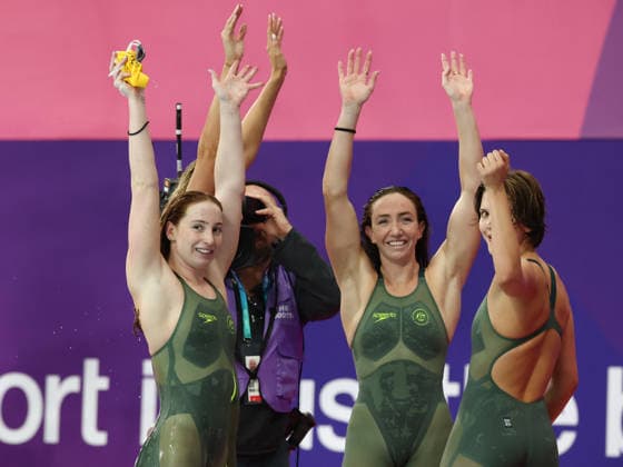 July 27, 2026, Glasgow, Scotland, Great Britain: MOLLIE O CALLAGHAN with LANI PALLISTER, HANNAH CASEY and INZE MILLER of Team AUSTRALIA win the Swimming Women s 4x200m Freestyle Relay Final of the Commonwealth Games Glasgow 2026 at the Tollcross International Swimming Centre in Glasgow, Scotland. Glasgow Great Britain - ZUMAc179 20260727_zep_c179_552 Copyright: xMickaelxChavetx