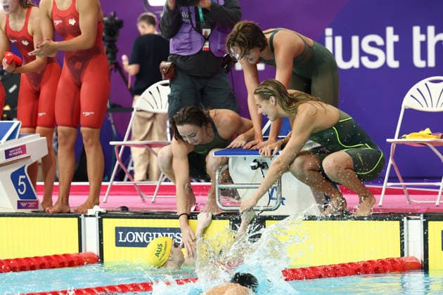 July 27, 2026, Glasgow, Scotland, Great Britain: MOLLIE O CALLAGHAN with LANI PALLISTER, HANNAH CASEY and INZE MILLER of Team AUSTRALIA win the Swimming Women s 4x200m Freestyle Relay Final of the Commonwealth Games Glasgow 2026 at the Tollcross International Swimming Centre in Glasgow, Scotland. Glasgow Great Britain - ZUMAc179 20260727_zep_c179_558 Copyright: xMickaelxChavetx