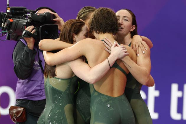 July 27, 2026, Glasgow, Scotland, Great Britain: MOLLIE O CALLAGHAN with LANI PALLISTER, HANNAH CASEY and INZE MILLER of Team AUSTRALIA win the Swimming Women s 4x200m Freestyle Relay Final of the Commonwealth Games Glasgow 2026 at the Tollcross International Swimming Centre in Glasgow, Scotland. Commowealth Games 2026: Swimming  - ZUMAc179 20260727_zep_c179_554 Copyright: xMickaelxChavetx