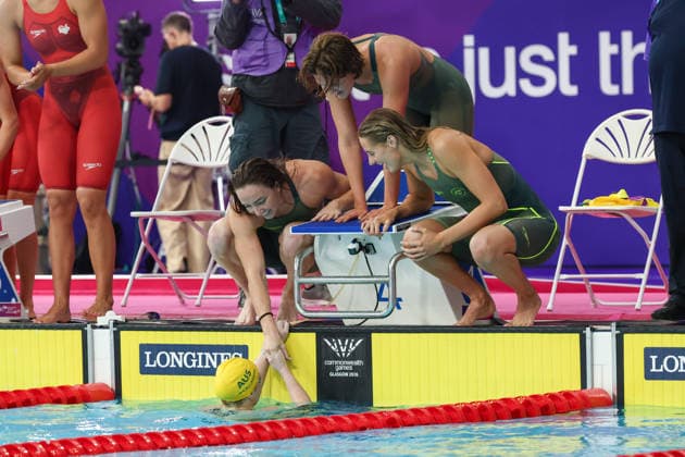 July 27, 2026, Glasgow, Scotland, Great Britain: MOLLIE O CALLAGHAN with LANI PALLISTER, HANNAH CASEY and INZE MILLER of Team AUSTRALIA win the Swimming Women s 4x200m Freestyle Relay Final of the Commonwealth Games Glasgow 2026 at the Tollcross International Swimming Centre in Glasgow, Scotland. Commowealth Games 2026: Swimming  - ZUMAc179 20260727_zep_c179_557 Copyright: xMickaelxChavetx