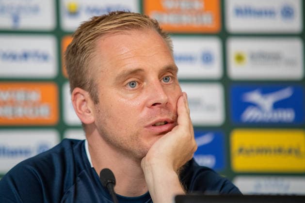 SOCCER - UEFA ECL, Rapid vs Santa Coloma VIENNA,AUSTRIA,28.JUL.26 - SOCCER - UEFA Conference League, qualification, SK Rapid Wien vs FC Santa Coloma, preview, press conference, PK, Pressekonferenz Rapid. Image shows head coach Johannes Hoff Thorup (Rapid).  GEPAxpictures xGabrielxLopez