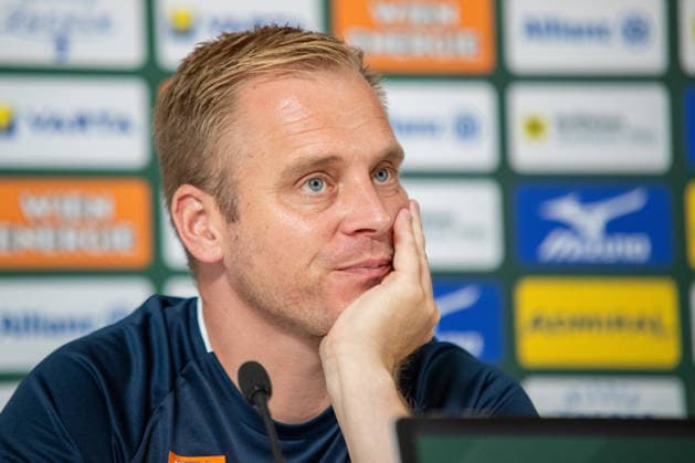 SOCCER - UEFA ECL, Rapid vs Santa Coloma VIENNA,AUSTRIA,28.JUL.26 - SOCCER - UEFA Conference League, qualification, SK Rapid Wien vs FC Santa Coloma, preview, press conference, PK, Pressekonferenz Rapid. Image shows head coach Johannes Hoff Thorup (Rapid).  GEPAxpictures xGabrielxLopez