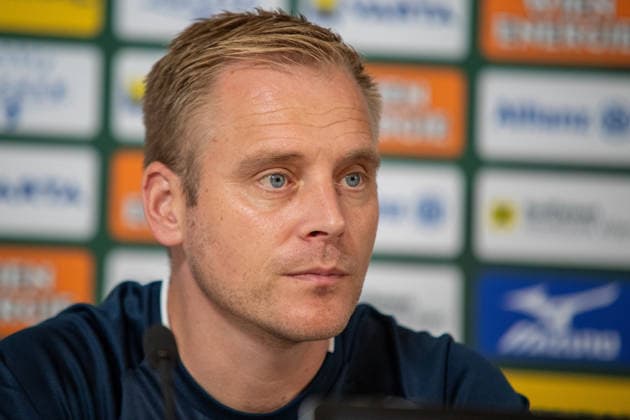 SOCCER - UEFA ECL, Rapid vs Santa Coloma VIENNA,AUSTRIA,28.JUL.26 - SOCCER - UEFA Conference League, qualification, SK Rapid Wien vs FC Santa Coloma, preview, press conference, PK, Pressekonferenz Rapid. Image shows head coach Johannes Hoff Thorup (Rapid).  GEPAxpictures xGabrielxLopez