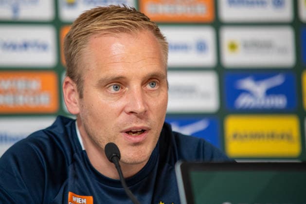 SOCCER - UEFA ECL, Rapid vs Santa Coloma VIENNA,AUSTRIA,28.JUL.26 - SOCCER - UEFA Conference League, qualification, SK Rapid Wien vs FC Santa Coloma, preview, press conference, PK, Pressekonferenz Rapid. Image shows head coach Johannes Hoff Thorup (Rapid).  GEPAxpictures xGabrielxLopez