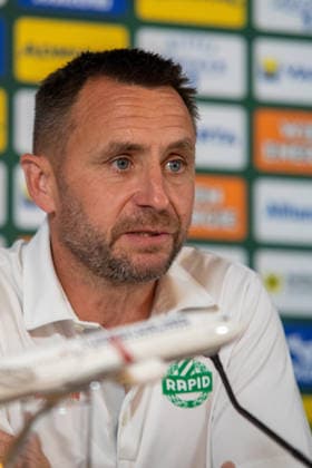 SOCCER - UEFA ECL, Rapid vs Santa Coloma VIENNA,AUSTRIA,28.JUL.26 - SOCCER - UEFA Conference League, qualification, SK Rapid Wien vs FC Santa Coloma, preview, press conference, PK, Pressekonferenz Rapid. Image shows CEO Steffen Hofmann (Rapid).  GEPAxpictures xGabrielxLopez