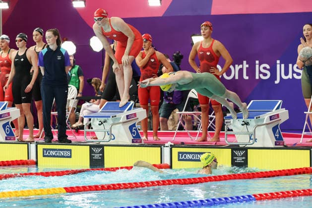 July 27, 2026, Glasgow, Scotland, Great Britain: MOLLIE O CALLAGHAN of Australia takes the last relay in the Swimming Women s 4x200m Freestyle Relay Final of the Commonwealth Games Glasgow 2026 at the Tollcross International Swimming Centre in Glasgow, Scotland. Glasgow Great Britain - ZUMAc179 20260727_zep_c179_570 Copyright: xMickaelxChavetx