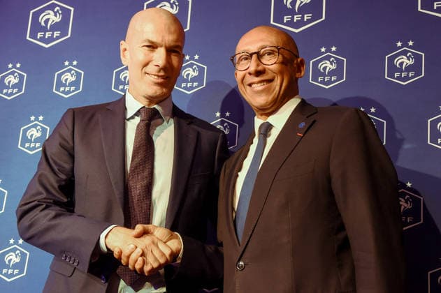 First press press conference, PK, Pressekonferenz of Zinedine Zidane as the new head coach of the french national team, Nationalteam Premiere conference de presse du President FFF Philippe Diallo et du nouveau entraineur Zinedine Zidane - First press press conference of Zinedine Zidane as the new head coach of the french National team in Paris, France on July 28, 2026.  Copyright: xRichardxBoylex