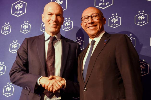 First press press conference, PK, Pressekonferenz of Zinedine Zidane as the new head coach of the french national team, Nationalteam Premiere conference de presse du President FFF Philippe Diallo et du nouveau entraineur Zinedine Zidane - First press press conference of Zinedine Zidane as the new head coach of the french National team in Paris, France on July 28, 2026.  Copyright: xRichardxBoylex