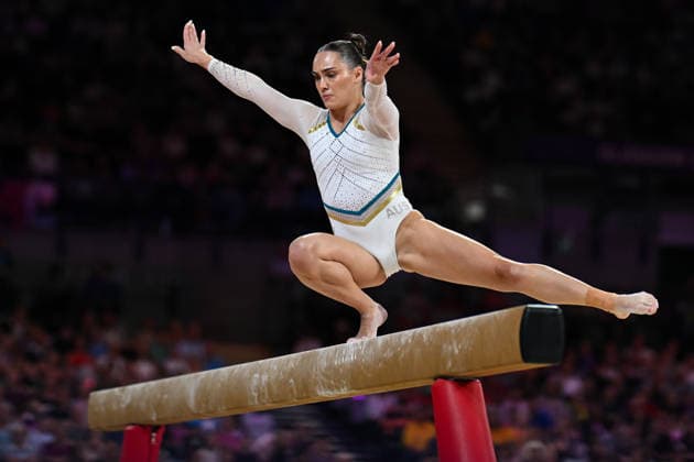 COM26 ARTISTIC GYMNASTICS, Breanna Scott of Australia competes in the Artistic Gymnastics Women™s Balance Bean Final during the Glasgow 2026 Commonwealth Games at the Glasgow International Arena in Glasgow, Scotland, Tuesday, July 28, 2026. ( NO ARCHIVING, EDITORIAL USE ONLY Glasgow Scotland United Kingdom  Copyright: xLUKASxCOCHx 20260729136053491188
