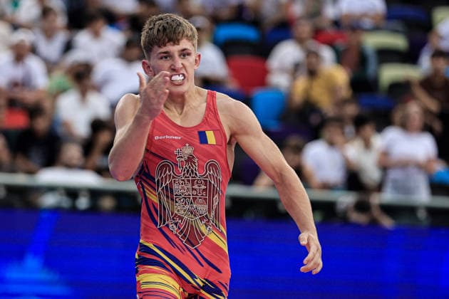 U17, U 17 Wrestling World Championships 60kg GR - Alexandru Ilie Lungu (ROU) *** U17 Wrestling World Championships, 60 kg Greco-Roman: Alexandru Ilie Lungu (ROU) Copyright: xKostadinxAndonovx UWW-U17-WC-BAKU-2026