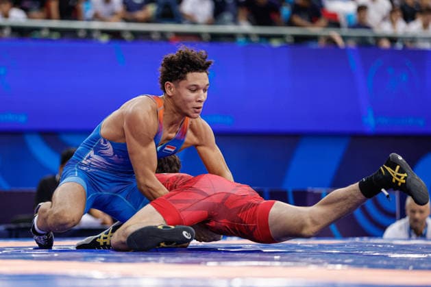 U17, U 17 Wrestling World Championships 65kg GR - Imre Juhasz (HUN) df. Raffaele Saverio Dragutin Hight (NED) *** U17 Wrestling World Championships, 65 kg Greco-Roman: Imre Juhasz (HUN) def. Raffaele Saverio Dragutin Hight (NED) Copyright: xKostadinxAndonovx UWW-U17-WC-BAKU-2026