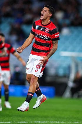 RECORD DATE NOT STATED 28th July 2026, Accor Stadium, Sydney, New South Wales, Australia; Friendly Football, Chelsea versus Western Sydney Wanderers; Aydan Hammond of Western Sydney Wanderers turns to celebrate after scoring in the 32nd minute for 2-1 KevinxManning