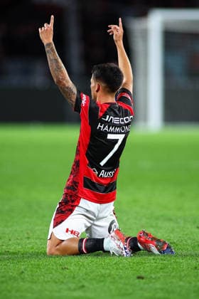 RECORD DATE NOT STATED 28th July 2026, Accor Stadium, Sydney, New South Wales, Australia; Friendly Football, Chelsea versus Western Sydney Wanderers; Aydan Hammond of Western Sydney Wanderers raises his arms in celebration after scoring in the 32nd minute for 2-1 KevinxManning