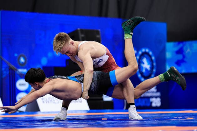 U17, U 17 Wrestling World Championships 71kg GR - Kristiyan Georgiev Krastev (BUL) df. Eeli Anton Ojala (FIN) *** U17 Wrestling World Championships, 71 kg, Greco-Roman: Kristiyan Georgiev Krastev (BUL) defeated Eeli Anton Ojala (FIN) Copyright: xKostadinxAndonovx UWW-U17-WC-BAKU-2026