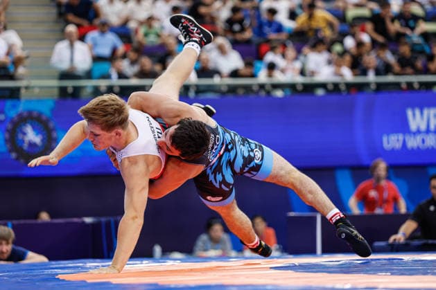 U17, U 17 Wrestling World Championships 71kg GR - Nikoloz Kutubidze (GEO) df. Dmitrijus Petrovicevas (LTU) *** U17 Wrestling World Championships, 71 kg, Greco-Roman: Nikoloz Kutubidze (GEO) def. Dmitrijus Petrovicevas (LTU) Copyright: xKostadinxAndonovx UWW-U17-WC-BAKU-2026