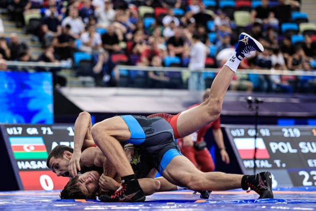 U17, U 17 Wrestling World Championships 71kg GR - Roman Ivanyk (UKR) df. Nadir Hasanov (AZE) *** U17 Wrestling World Championships, 71 kg Greco-Roman: Roman Ivanyk (UKR) defeated Nadir Hasanov (AZE) Copyright: xKostadinxAndonovx UWW-U17-WC-BAKU-2026