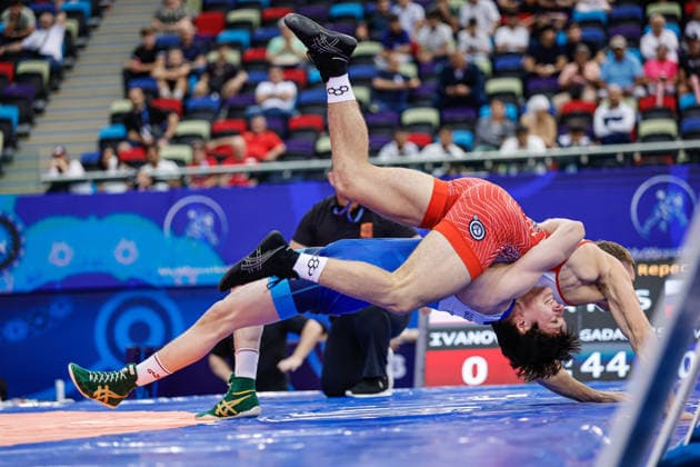 U17, U 17 Wrestling World Championships 80kg GR - Ivan Ivanov Ivanov (USA) df. Ilias Gadaborshev (RUS) *** U17 Wrestling World Championships, 80 kg Greco-Roman: Ivan Ivanov (USA) defeated Ilias Gadaborshev (RUS) Copyright: xKostadinxAndonovx UWW-U17-WC-BAKU-2026