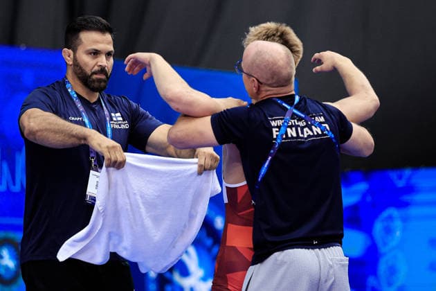 U17, U 17 Wrestling World Championships Coach of Finland *** Coach of Finland at the U17 Wrestling World Championships Copyright: xKostadinxAndonovx UWW-U17-WC-BAKU-2026