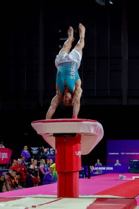 RECORD DATE NOT STATED 28th July 2026; Glasgow, Scotland; 2026 Commonwealth Games, Day Six; Mens Apparatus Final Vault - Neofytos Kyriakou (CYP) RogerxEvans