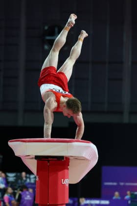 RECORD DATE NOT STATED 28th July 2026; Glasgow, Scotland; 2026 Commonwealth Games, Day Six; Mens Apparatus Final Vault - Luke Whitehouse (ENG) RogerxEvans