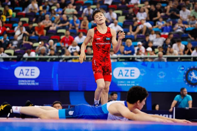 U17, U 17 Wrestling World Championships 48kg GR - Soltan Iusupov (RUS) df. Ali Almas (KAZ) *** U17 Wrestling World Championships, 48 kg Greco-Roman: Soltan Iusupov (RUS) defeated Ali Almas (KAZ) Copyright: xKostadinxAndonovx UWW-U17-WC-BAKU-2026