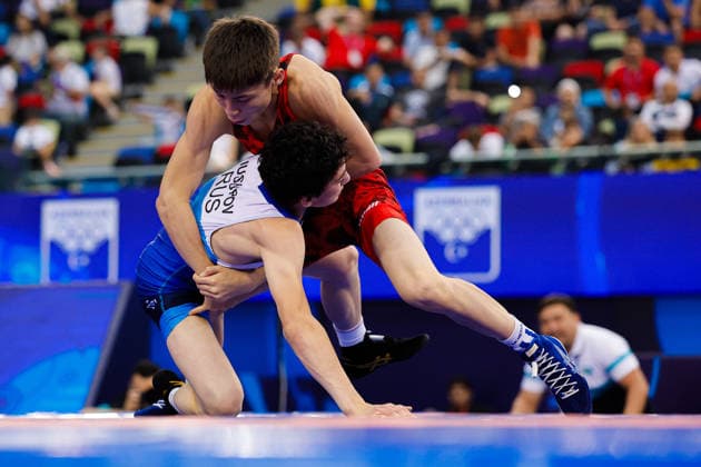 U17, U 17 Wrestling World Championships 48kg GR - Soltan Iusupov (RUS) df. Ali Almas (KAZ) *** U17 Wrestling World Championships, 48 kg Greco-Roman: Soltan Iusupov (RUS) defeated Ali Almas (KAZ) Copyright: xKostadinxAndonovx UWW-U17-WC-BAKU-2026