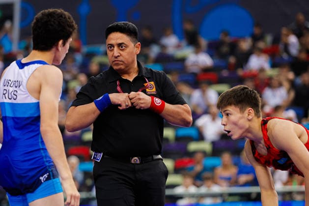 U17, U 17 Wrestling World Championships 48kg GR - Soltan Iusupov (RUS) df. Ali Almas (KAZ) *** U17 Wrestling World Championships, 48 kg Greco-Roman: Soltan Iusupov (RUS) defeated Ali Almas (KAZ) Copyright: xKostadinxAndonovx UWW-U17-WC-BAKU-2026