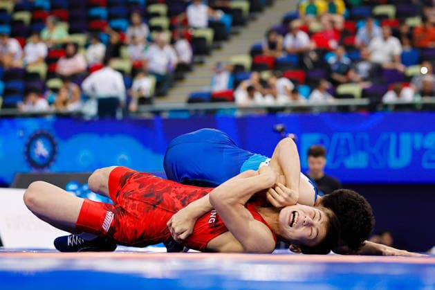 U17, U 17 Wrestling World Championships 48kg GR - Soltan Iusupov (RUS) df. Ali Almas (KAZ) *** U17 Wrestling World Championships, 48 kg Greco-Roman: Soltan Iusupov (RUS) defeated Ali Almas (KAZ) Copyright: xKostadinxAndonovx UWW-U17-WC-BAKU-2026