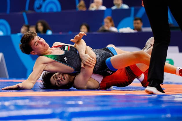 U17, U 17 Wrestling World Championships 55kg GR - Edem Paiziev (RUS) df. Danimir Yordanov Yordanov (BUL) *** U17 Wrestling World Championships, 55 kg Greco-Roman: Edem Paiziev (RUS) defeated Danimir Yordanov (BUL) Copyright: xKostadinxAndonovx UWW-U17-WC-BAKU-2026