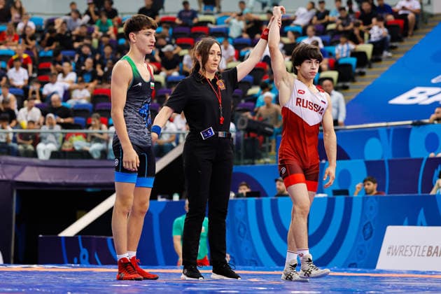 U17, U 17 Wrestling World Championships 55kg GR - Edem Paiziev (RUS) df. Danimir Yordanov Yordanov (BUL) *** U17 Wrestling World Championships, 55 kg Greco-Roman: Edem Paiziev (RUS) defeated Danimir Yordanov (BUL) Copyright: xKostadinxAndonovx UWW-U17-WC-BAKU-2026